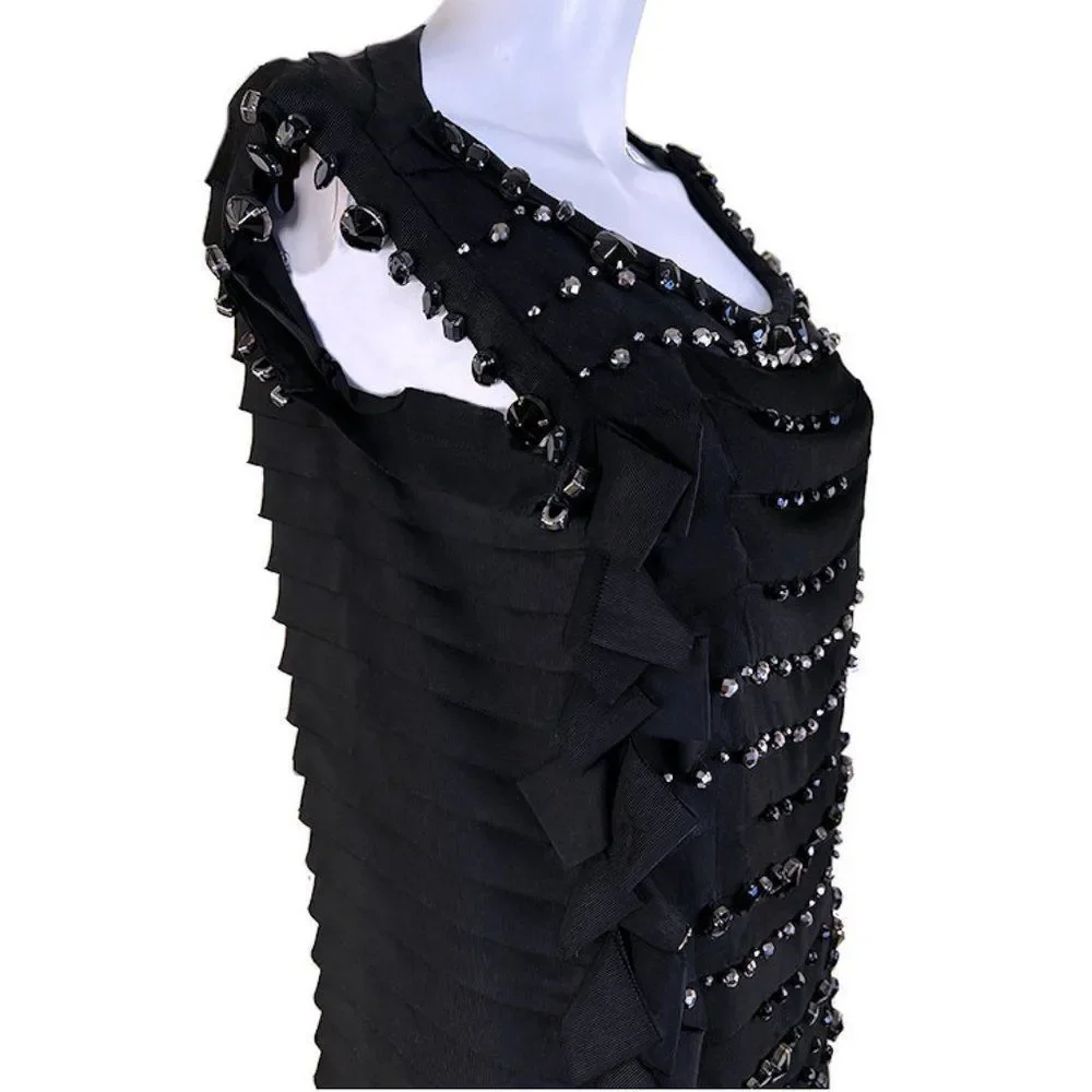 Vintage LANVIN 2008 Runway Black Embellished Black Tie Party Dress - Picture 5 of 11